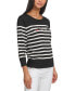 ფოტო #6 პროდუქტის Women's Embellished Striped 3/4-Sleeve Sweater
