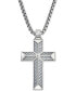 ფოტო #1 პროდუქტის Cross Pendant Necklace in Gray Carbon Fiber and Stainless Steel, Created for Macy's