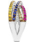 ფოტო #3 პროდუქტის Multi- Sapphire (2-1/2 ct. t.w.) and Diamond (1/6 ct. t.w.) Ring Set in Sterling Silver