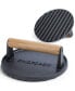 Preseasoned Cast Iron Round Grill Press - Rigged Surface - Great for Smash Burgers, Bacon and Grill Marks