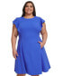 Фото #4 товара Plus Size Flutter-Sleeve Scuba-Crepe Fit & Flare Dress