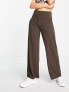 JDY wide leg tailored trousers in chocolate XL L30 - фото #4