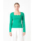 Фото #2 товара Women's Scallop Detail Long Sleeve Sweater