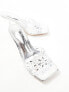 Фото #5 товара Public Desire Shelly mid heeled sandal with clear embellished strap in silver