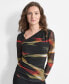 ფოტო #1 პროდუქტის Petite Asymmetrical Ruched Abstract-Print Top