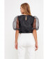 ფოტო #5 პროდუქტის Women's Organza Puff Sleeve Top