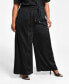 Trendy Plus Size Printed Satin Wide-Leg Pants