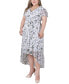 Фото #3 товара Plus Size Short Sleeve Handkerchief Hem Chiffon Dress