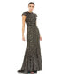 Women's Ieena Sequined Cap Sleeve High Neck Gown