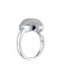 ფოტო #3 პროდუქტის Holiday Party Cubic Zirconia Oval Pave Dome CZ Prom Fashion Statement Ring For Women