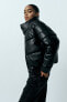 Leather effect puffer jacket