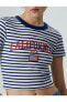 4sal10190ık 7s2 Lacivert Çizgili Genç Kız Viskoz Jersey Kısa Kollu T-shirt