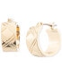 Gold-Tone Extra-Small Tartan Pattern Hoop Earrings, 0.48"