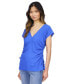 Фото #1 товара Women's Solid Ruched V-Neck Top