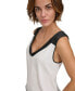 Фото #4 товара Women's Colorblocked Sleeveless V-Neck Blouse