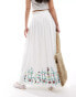 Фото #5 товара YAS Festival embroidered maxi boho skirt with tie waist in white - WHITE