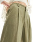 Фото #5 товара ASOS DESIGN Tall wide leg dad trouser with linen in olive