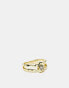 Фото #2 товара Pieces plated gift boxed molted metal ring with single diamante in gold