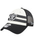 Фото #2 товара Men's Cream, Black Las Vegas Raiders Team Stripe Trucker 9FORTY Snapback Hat