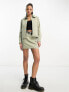 Miss Selfridge cargo utility zip front boxy jacket contrast stitching co-ord in khaki 34 - фото #7