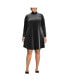 ფოტო #3 პროდუქტის Women's Plus Size Long Sleeve Velvet Turtleneck Dress