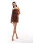 Фото #1 товара ASOS DESIGN mesh bandeau mini dress in brown animal print