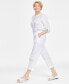 Фото #3 товара Women's 100% Linen Cropped Eyelet Pull-On Pants, Created for Macy's