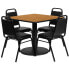 Фото #1 товара 36'' Square Natural Laminate Table Set With 4 Black Trapezoidal Back Banquet Chairs