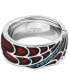 ფოტო #4 პროდუქტის Men's London Blue Topaz (1/6 ct. t.w.) & Red Enamel Spiderman Web Ring in Sterling Silver