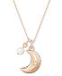 ფოტო #4 პროდუქტის Rose Gold-Tone Crystal Moon & Imitation Pearl Pendant Necklace, 15-3/4" + 2-3/4" extender