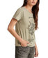 Фото #3 товара Women's Cotton Embellished Floral Graphic T-Shirt