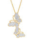 ფოტო #1 პროდუქტის Women's Diamond Accent Butterfly Pendant Necklace