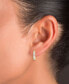 Cubic Zirconia Baguette Extra Small Hoop Earrings in 14k Gold, 0.47"