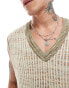 Фото #4 товара ASOS DESIGN relaxed knitted v neck tank in brown twisted rib