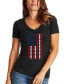 ფოტო #1 პროდუქტის Women's Word Art Heart Flag V-Neck T-Shirt