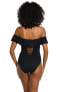 Фото #2 товара La Blanca 296379 Women's Island Goddess Ruffle One Piece Swimsuit, Black, 8
