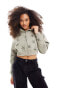 Фото #1 товара Bershka cropped star print hoodie in light grey