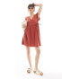 Vero Moda mini dress with wrap front in rust Красный, XS - EU 34 - фото #1