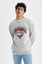 Superman Boxy Fit Bisiklet Yaka Içi Yumuşak Tüylü Sweatshirt