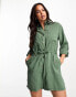 Фото #1 товара Miss Selfridge belted utility playsuit in sage