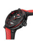 ფოტო #1 პროდუქტის Men's Partenza Black and Red Silicone Strap Watch 49mm