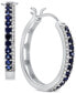 ფოტო #1 პროდუქტის Sapphire (5/8 ct. t.w.) & Diamond (1/8 ct. t.w.) Hoop Earrings in 14k White Gold