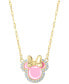 ფოტო #1 პროდუქტის Cubic Zirconia & Pink Enamel Minnie Mouse 18" Pendant Necklace in 18k Gold-Plated Sterling Silver