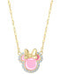 Cubic Zirconia & Pink Enamel Minnie Mouse 18" Pendant Necklace in 18k Gold-Plated Sterling Silver