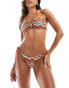 Фото #4 товара South Beach embroidered tie side bikini bottom in rust abstract print