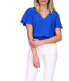 Фото #2 товара Michael Kors 297306 Women Solid Smocked Blouse, Grecian Blue, Size M
