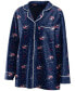 Women's Navy Columbus Blue Jackets Long Sleeve Button-Up Shirt Pants Sleep Set