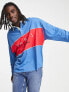 ASOS DESIGN oversized long sleeve rugby polo in blue & red colour block with France print