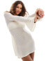 Reclaimed Vintage crochet beach mini dress in cream Бежевый, XS - EU 32-34 - фото #2