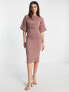 Фото #4 товара Closet London ribbed pencil midi dress in mink